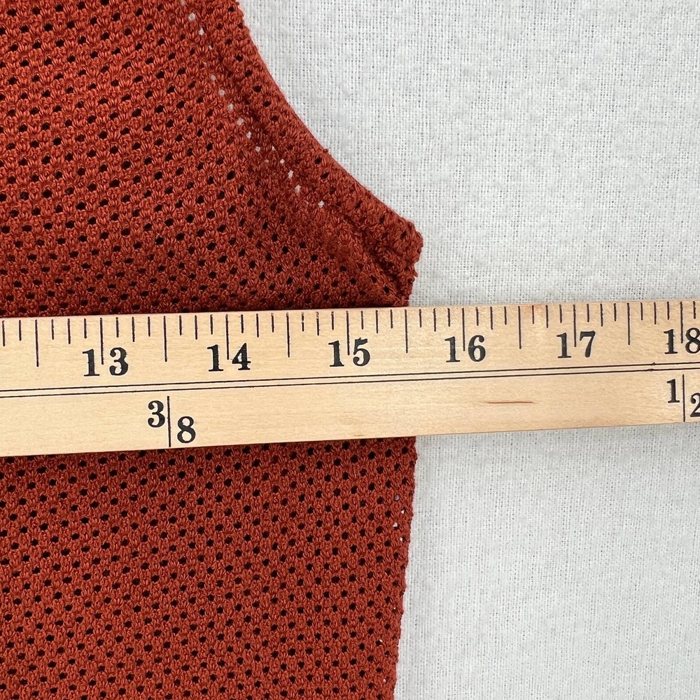 ENZA COSTA Shirt Womens Medium Rust Red Open Knit Scoop Neck Tank Sleeveless NEW - Picture 8 of 9